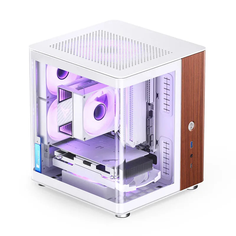 JONSBO TK-0 PC Case Sea View Room ITX Case SFX Power Stand Walnut Wood Decorative Panel Type-c Support MINI-ITX Motherboard