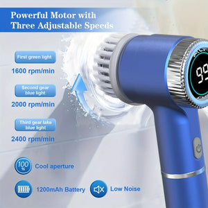 Xiaomi Electric Cleaning Brush Multifunctional Kitchen Bathroom Toilet Portable Powerful Clean Brush 5 Brush Heads LED Display