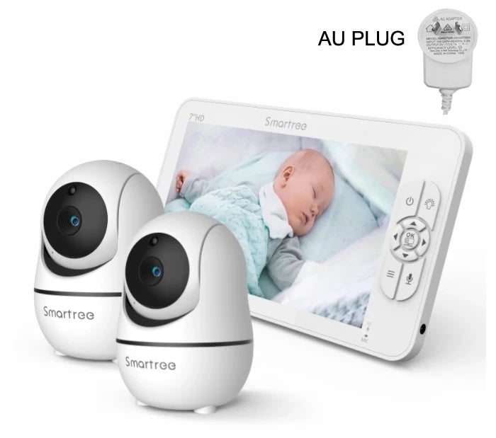 SM70V2 7&quot; 1080P HD Split Screen Video Baby Monitor with two Camera, Hack Proof, Remote Zoom/Pan/Tilt, 4000mAh Battery