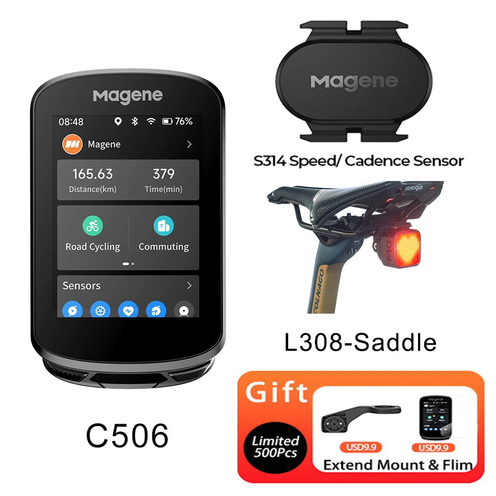 Magene C506 GPS Bike Computer Navigation WiFi Speedometer Color Touchscreen MTB Road Bicycle Odometer Cycling Training Notice