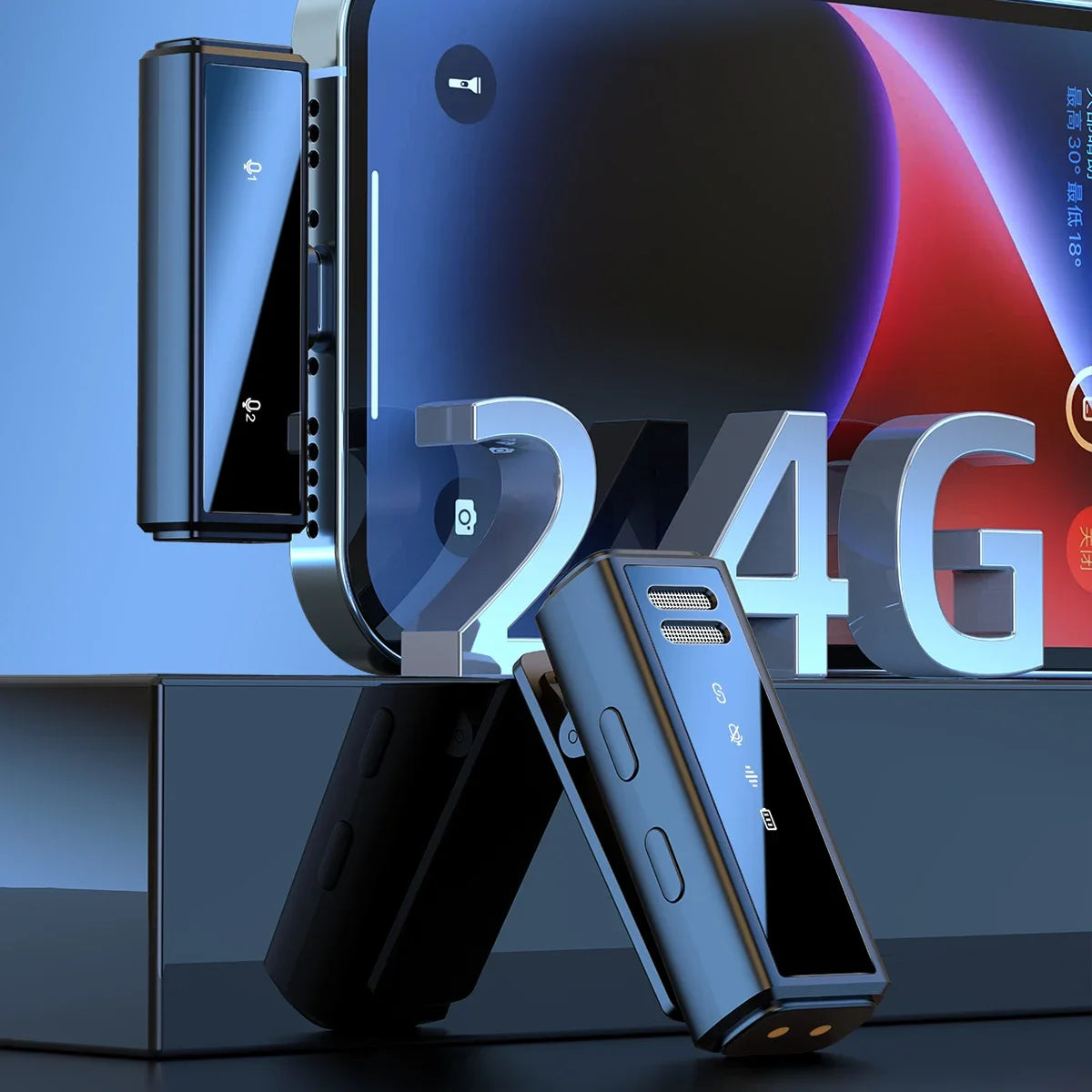 FIFAR Wireless Lavalier Microphone Mini Portable Noise Reduction Audio Recording Microphone For iPhone Android With Charging Box - Stereotech