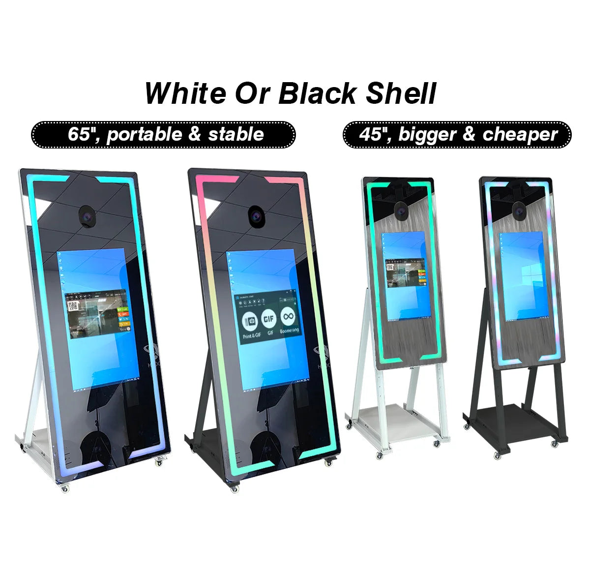 Touch Screen DSLR Photo booth Portable 45&#39;&#39; 65 inch Mirror magic Photo Booth Machine For Wedding Party Activity Free Fill Light