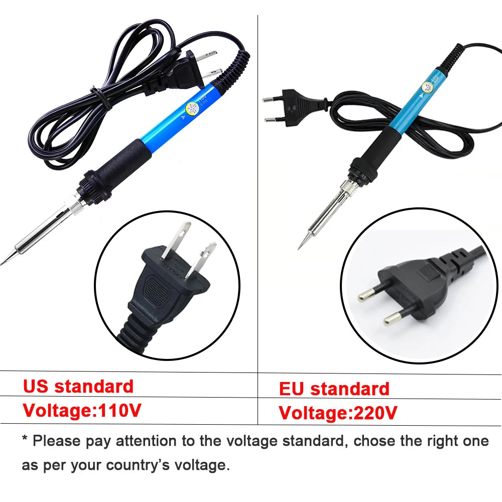 60W Electric Soldering Iron LCD Digital Display Adjustable Temperature Welding Repair Tools 220V / 110V Solder Wire Tips