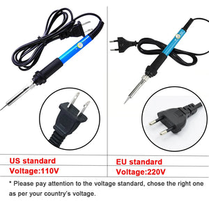 60W Electric Soldering Iron LCD Digital Display Adjustable Temperature Welding Repair Tools 220V / 110V Solder Wire Tips