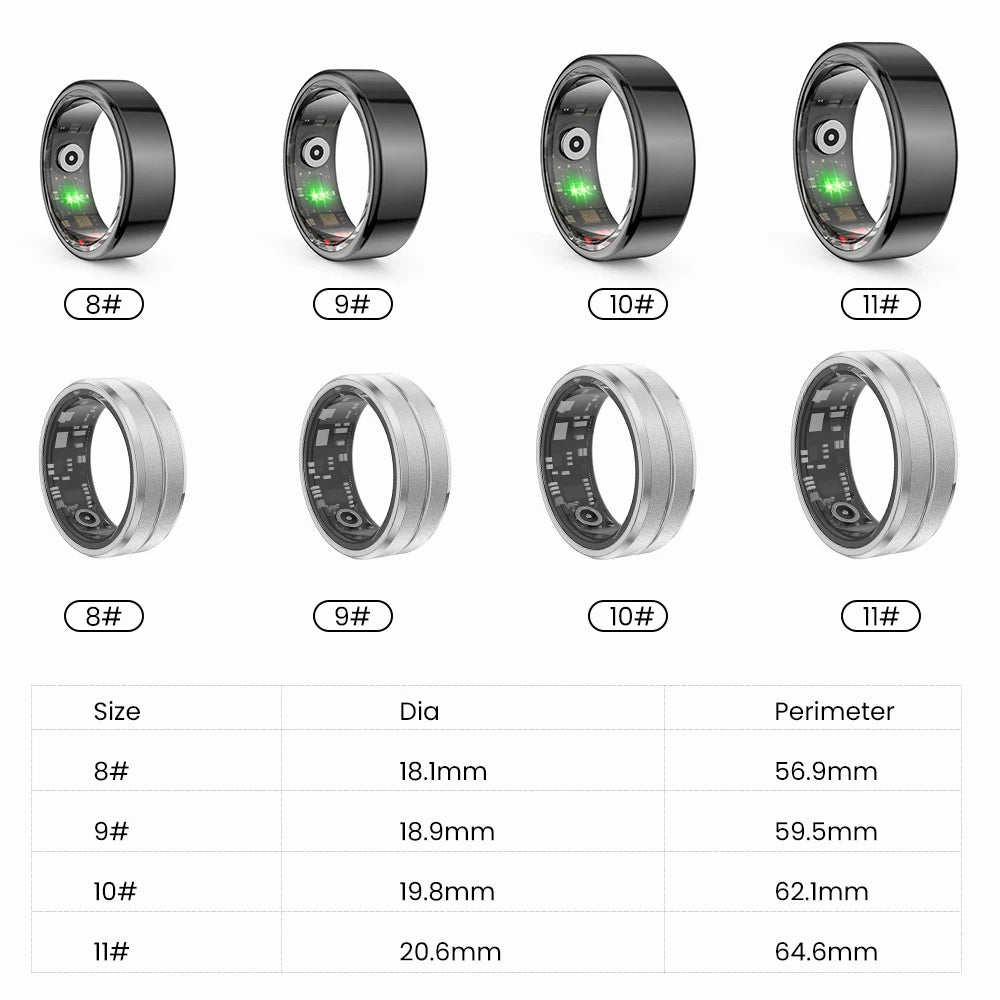 AVATTO Smart Ring Multifunctional Step Health Tracker Heart Rate Blood Oxygen Monitor Waterproof Sleep Fitness Monitor - Stereotech