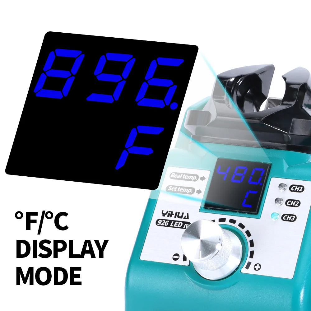 YIHUA 926LED-IV Soldering Station Soldering Iron Kit with Helping Clips Three Preset Channels Fast Heating