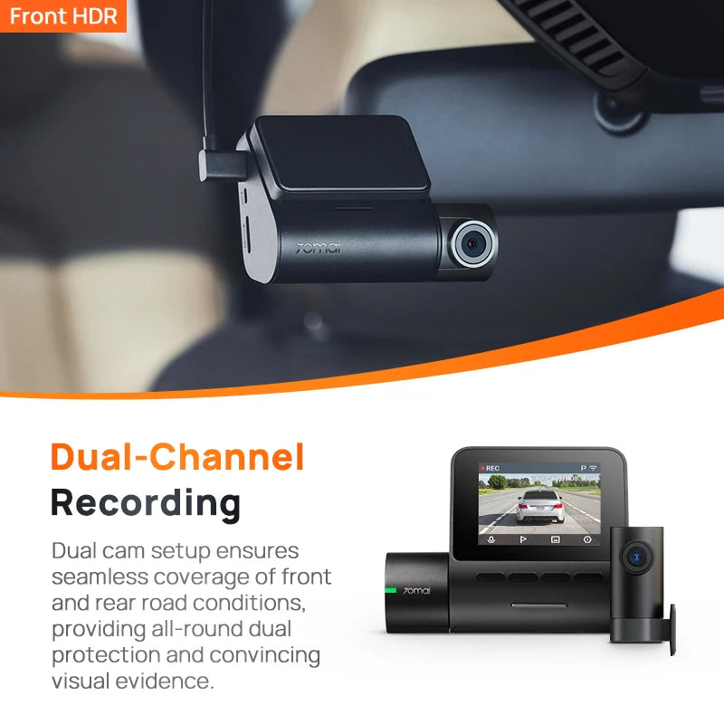 Global 70mai Dash Cam A200 Dual-channel Record 1080P HDR 2&#39;&#39; IPS Screen 24H Parking Monitor 70mai Car DVR A200 WIFI APP 130° FOV