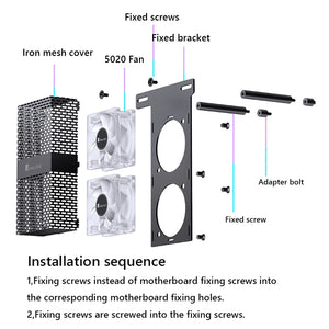 JONSBO NF-2 Memory Heat Sink Dual 5020 Fan DDR4 DDR5 5V 3PIN ARGB RAM Heatsink Cooler PC Memory Cooling Radiator for Computer PC
