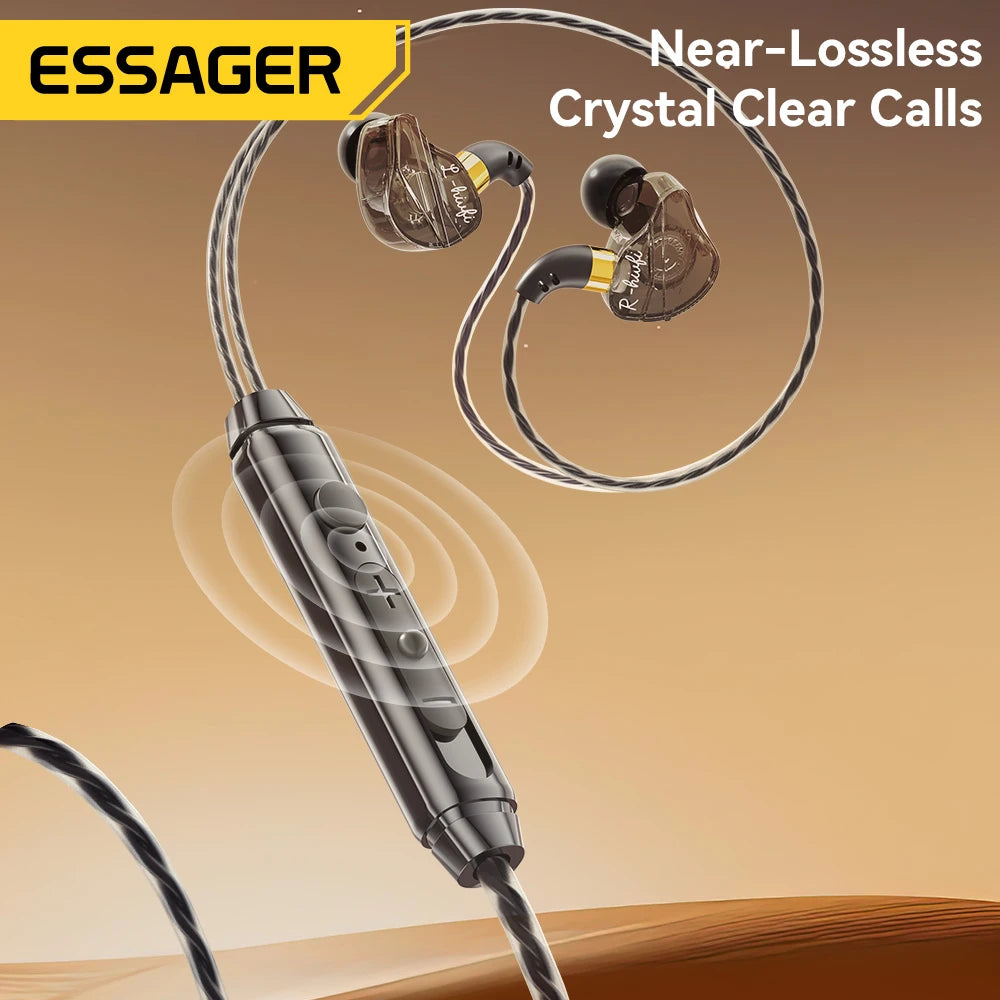 Essager 3.5mm Wired Headphones In Ear Type C Wired HiFi Headset Bass Stereo Sport Game Music Noice Cancelling Earbuds With Mic