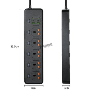 Universal Multi Outlet Strip Extension Power Strip UK To EU Plug Adapter 13A 250V 3250W High Capacity Socket 2M Cable Line Board