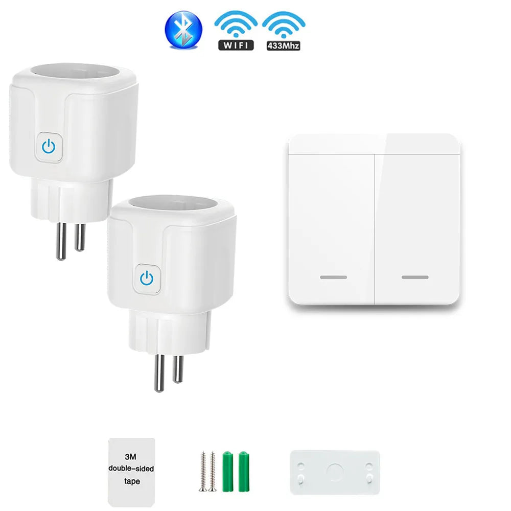 Tuya Smart Life RF 433Mhz Wireless Mini Smart Socket Switch 16A Electrical Outlet Remote EU Plug Voice Control Google Home Alexa