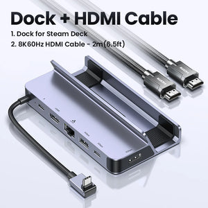 UGREEN Steam Deck Dock 4K60Hz 9 Ports RJ45 PD100W USB C HUB Compatible with Steam Deck ROG Ally LEGION Go iPhone 15 Pro/Pro Max