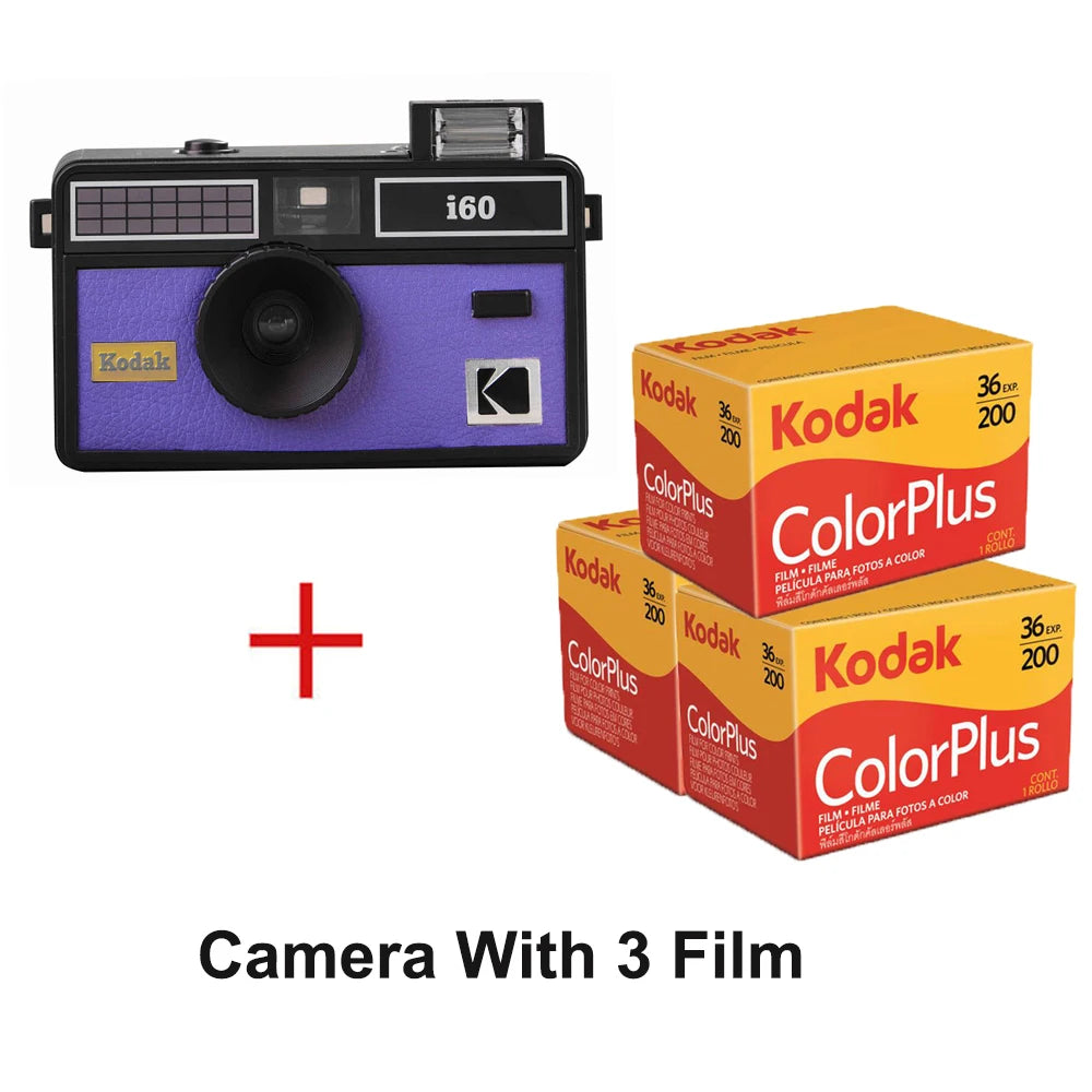 Kodak i60 135 Retro Film Camera Idiot Machine Non-Disposable Camera Strap Flash With Optional Kodak ColorPlus 200 35mm Film