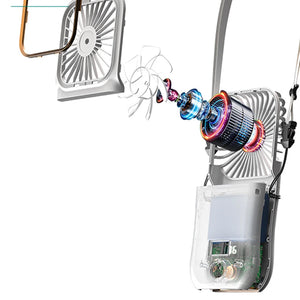Portable Neck Fan USB Rechargeable Cooling Fan Digital Display Mini Ventilador Folding Hanging Neck Cooler Mute Neckband Fan - Stereotech