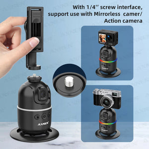 AXNEN P03 Gimbal Mobile Phone Stabilizer AI Face Tracking 360 Rotation Desktop Follow Selfie Stand for Iphone 15 Pro Max Android