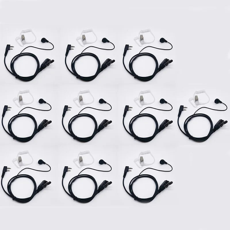 10pcs Baofeng Covert Acoustic Air Tube PTT Mic Microphone Earphone Headset Headphone For Kenwood Radio Walkie Talkie Transceiver