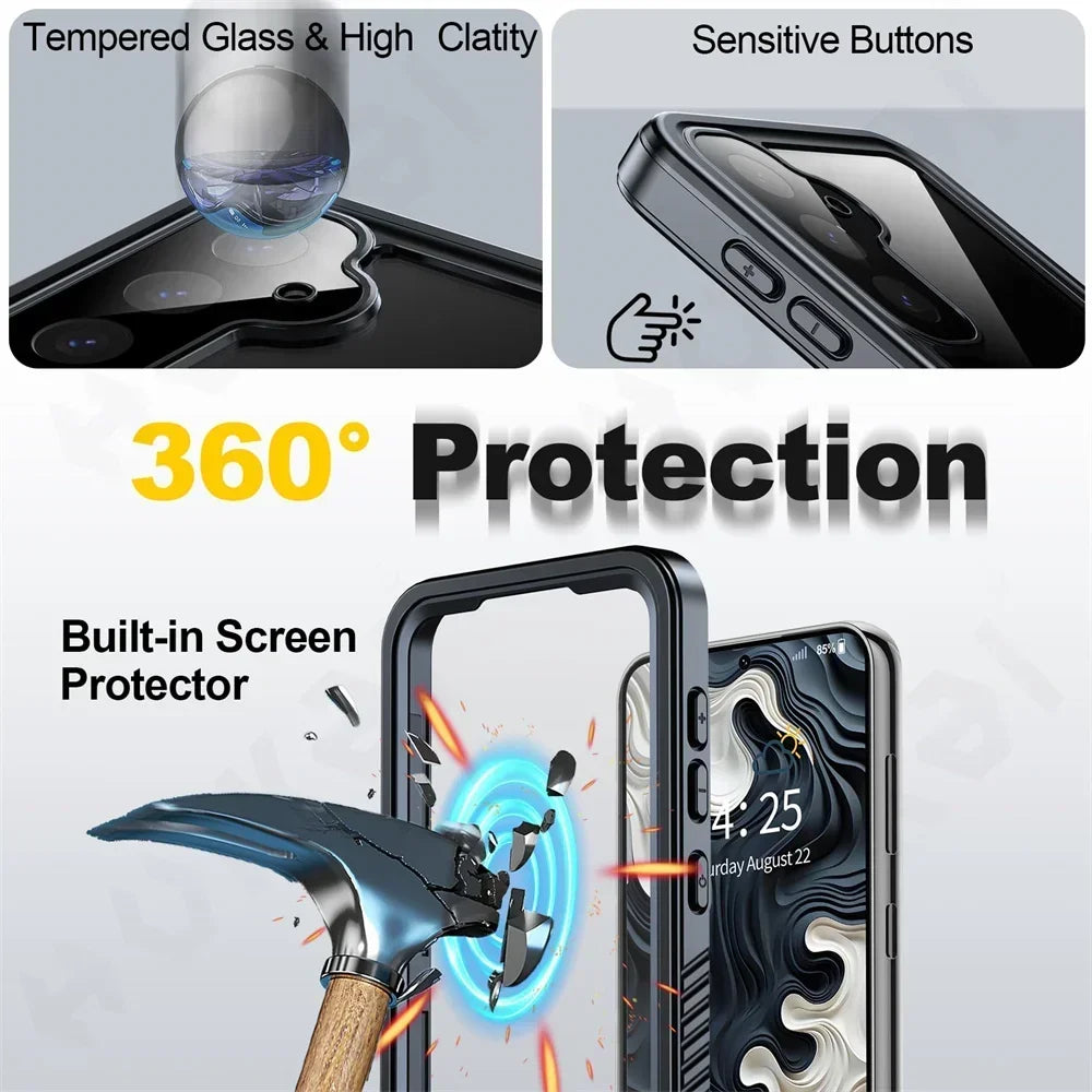 IP68 Waterproof Case For Samsung Galaxy S24 S23 S22 S21 S20 S10 S9 Plus Ultra FE For A54 5G Note 20 Swimming Phone Luxury Cover