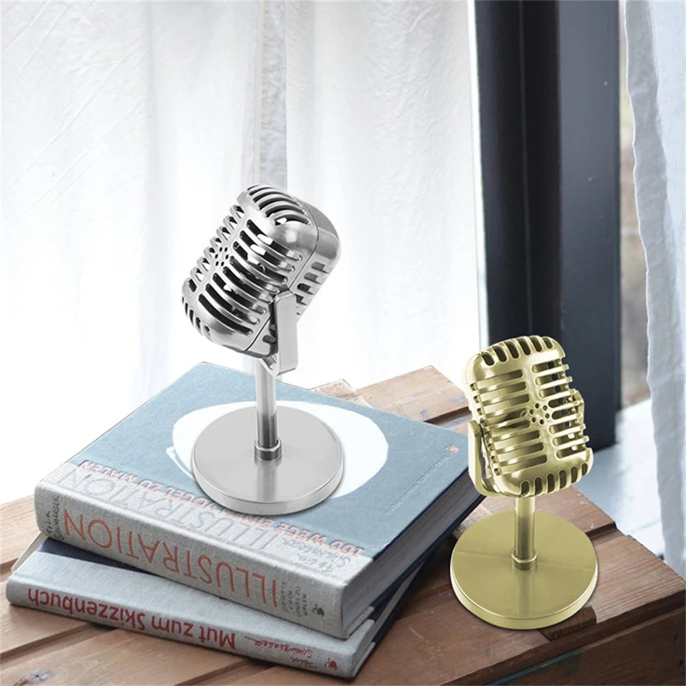 Simulation Classic Retro Dynamic Vocal Microphone Vintage Style Mic Universal Stand For Live Performanc Karaoke Studio Recording - Stereotech
