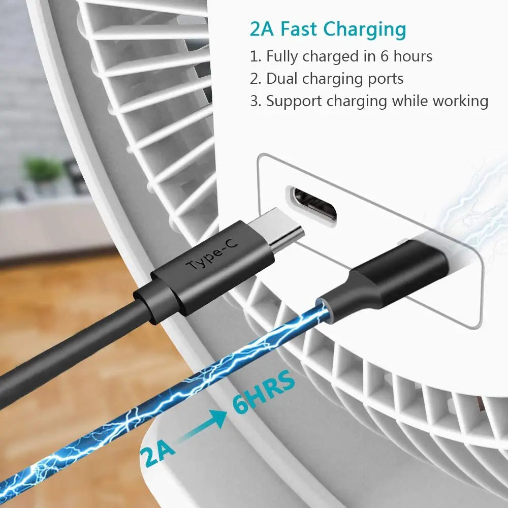 8-Inch Rechargeable 10000mAh Battery Operated Clip on Fan，Air Circulating USB Fan，for Home Office Car Outdoor Travel Treadmill - Stereotech