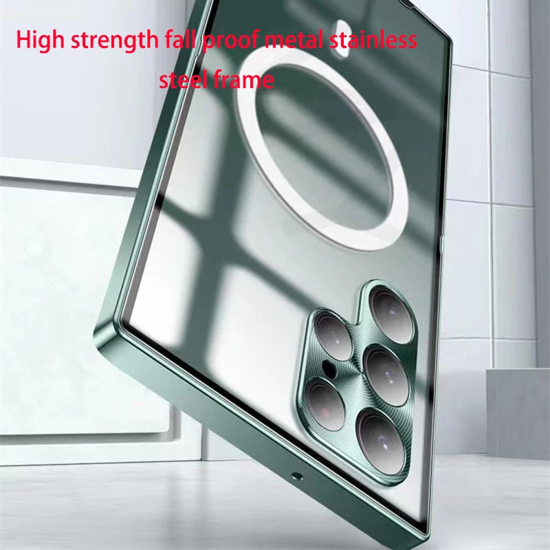 Magnetic Magsafe Case For Samsung Galaxy S24 S23 S22 S21 Ultra Metal aluminium alloy Glass protective ultra-thin back cover