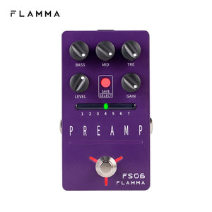FLAMMA FS06 Preamp Pedal Digital Guitar Effects Pedal with 7 Preamp Models Preset Save Slot Built-in Cabinet Simulation