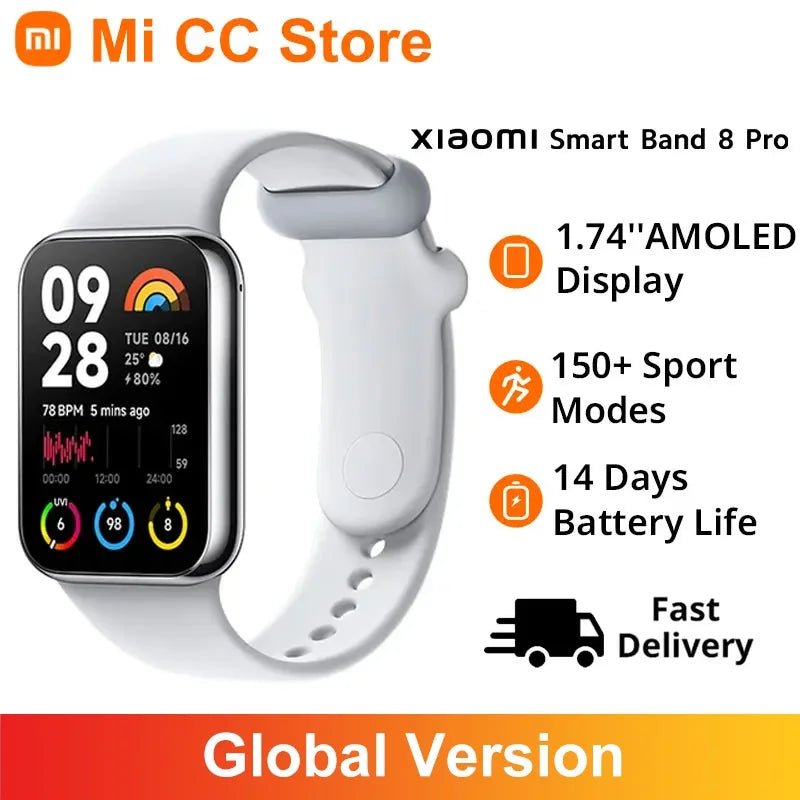 Xiaomi Mi Band 8 Pro Global Version Smart Wristband1.74&quot; Color Square AMOLED GNSS Blood Oxygen Heart Rate Monitor Bluetooth 5.3