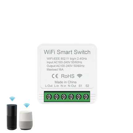 eWeLink 16A 2 Way Mini WiFi Smart Switch Breaker Module Voice Wireless Control for Smart Home eWeLink App Alexa Google Home - Stereotech