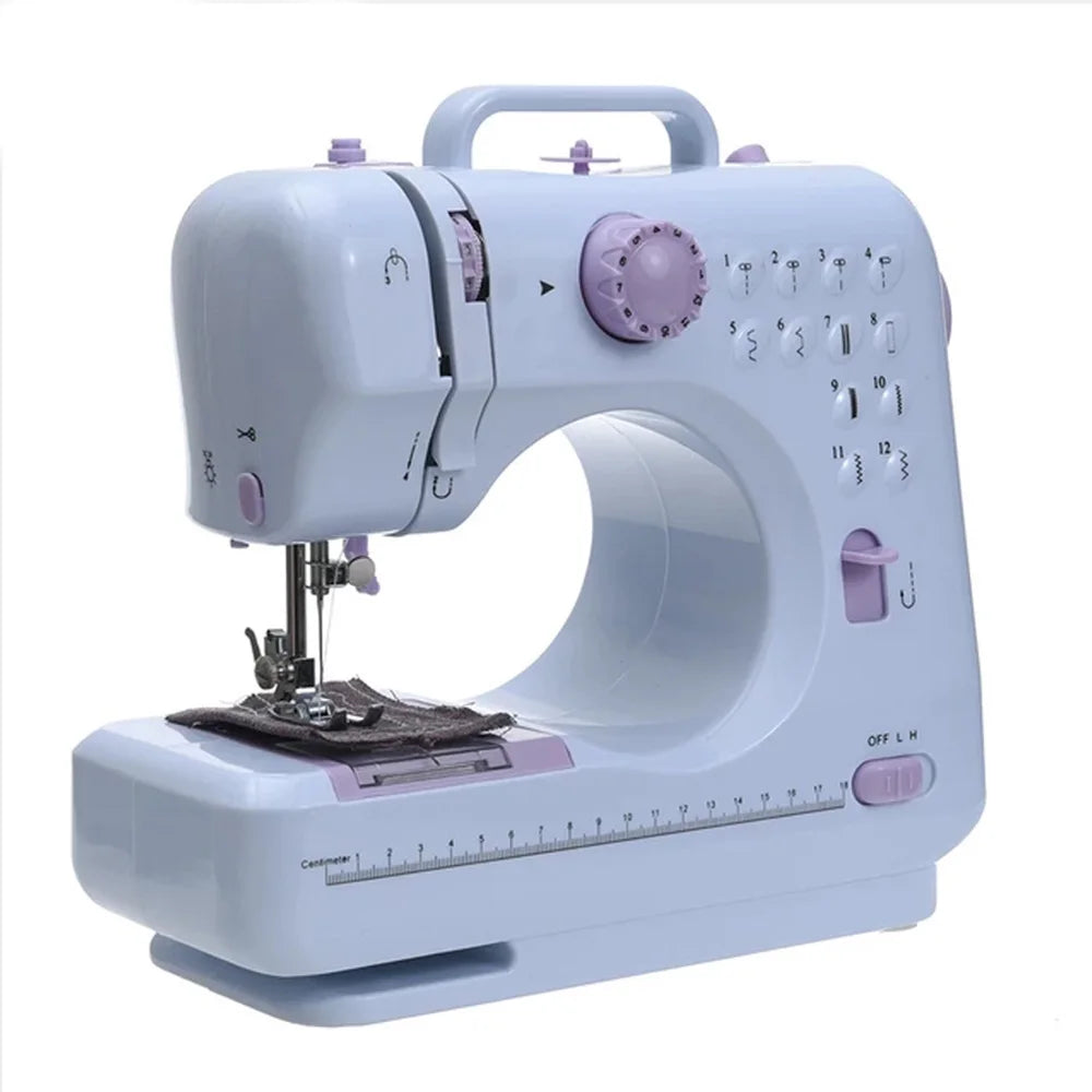 INNE Portable Sewing Machine Mini Electric Household Crafting Mending Overlock 12 Stitches Pedal Beginners With Presser Foot