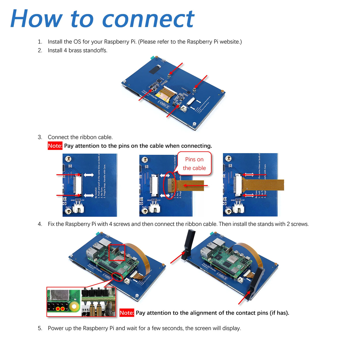 Freenove 5 / 7 Inch Touchscreen Monitor for Raspberry Pi 5 4 B 3 B+ A+, 800x480 Pixel IPS TN Display, Driver-Free MIPI DSI Port