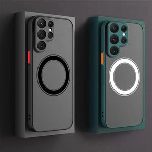 Luxury Matte Frosted For Magsafe Magnetic Wireless Charging Case For Samsung Galaxy S23 S22 S21 Ultra Plus Shockproof Hard Cover