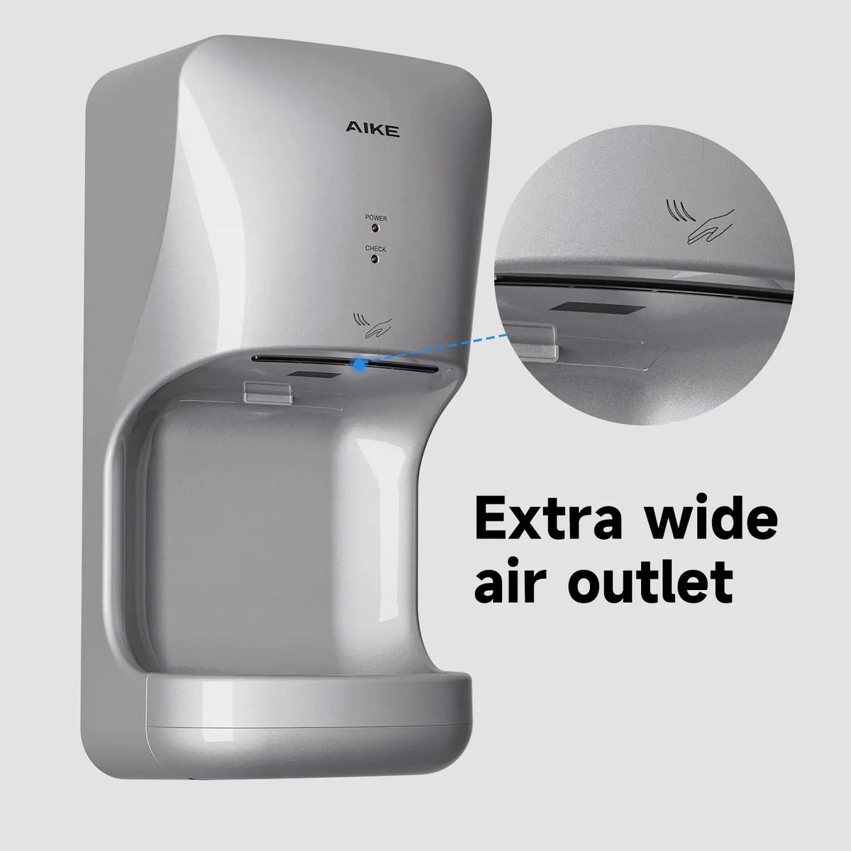 AIKE Automatic Hands Dryer with Drip Tray Wall Mounted High Speed Drying Machine 10-15s Quick Dry Hands Model AK2632 1400-1650W - Stereotech
