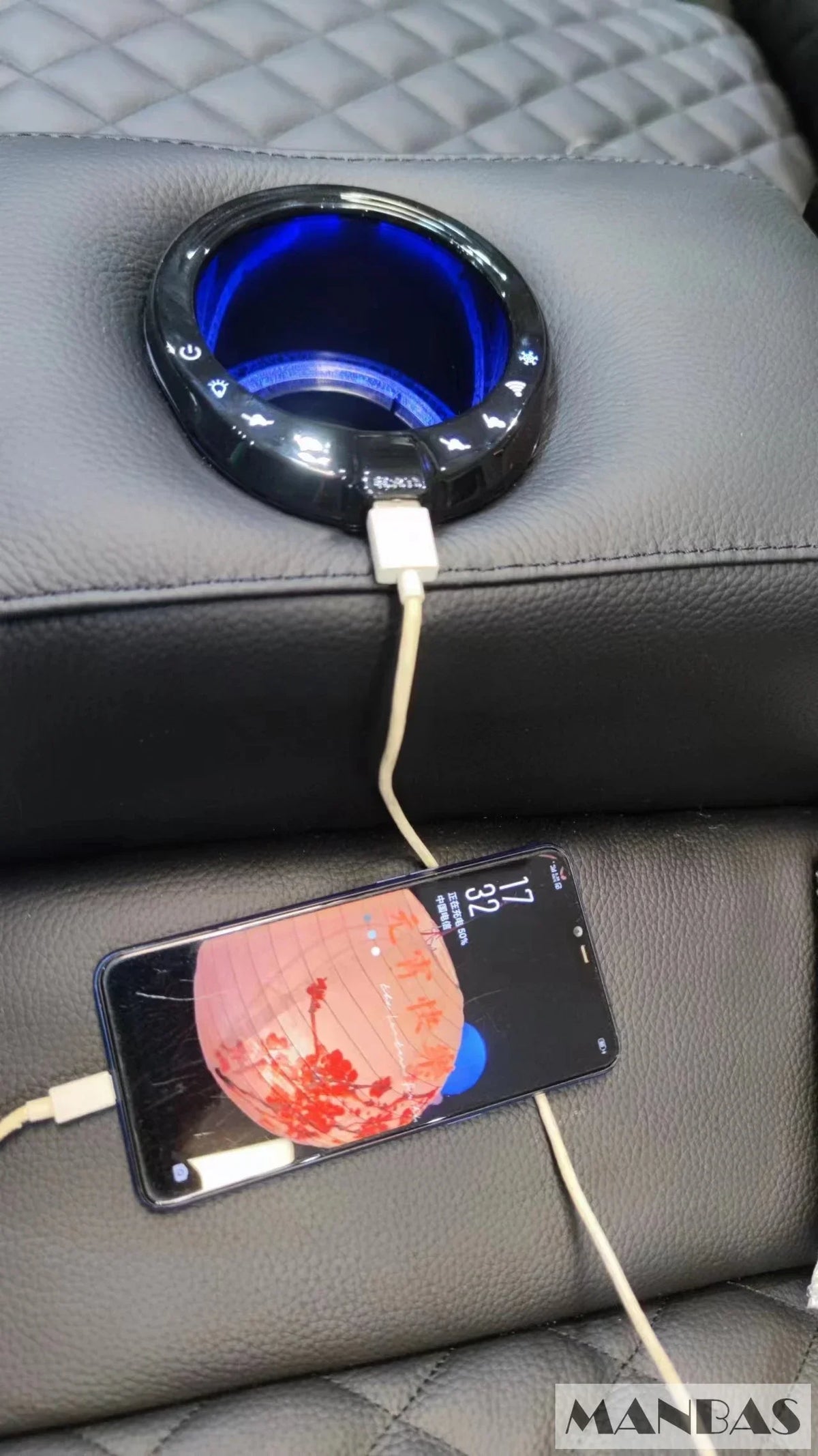 Linlamlim Dual Motors Leather Sofa Seating Room Couch with Electric Recliner, Massage, Refrigeration Cup Holder, USB and Storage