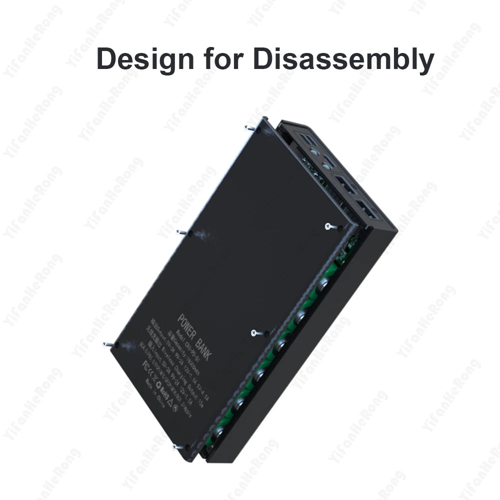 6 PCS 18650 Power Bank Case Wireless Fast Charge QC3.0 For Phone Charging Welding-free DIY Battery Storage Boxes