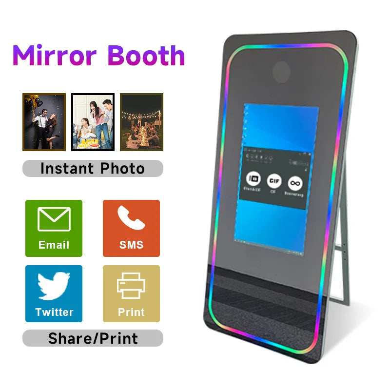 Touch Screen DSLR Photo booth Portable 45&#39;&#39; 65 inch Mirror magic Photo Booth Machine For Wedding Party Activity Free Fill Light