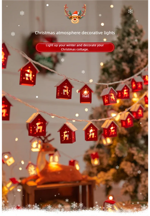 Christmas Mini House LED Light String Christmas Tree Decoration 2024 New Year's Christmas Party Home LED Light String Decoration