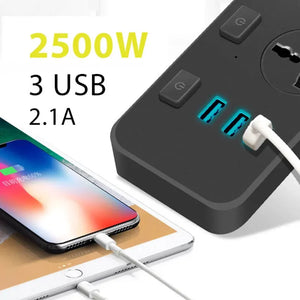 Multifunctional Power Strip Universal Plug EU US UK Outlet Power Strip 2500w With Usb Type-C Multiple Plugs 2M Extension Socket