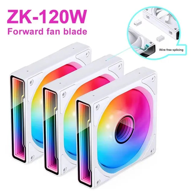 JONSBO ZK-120 3 in 1 Wire-free Splicing PC Case Fan 3Pin ARGB Motherboard Sync 12CM PWM Infinite Mirror Mute Chassis Cooling Fan