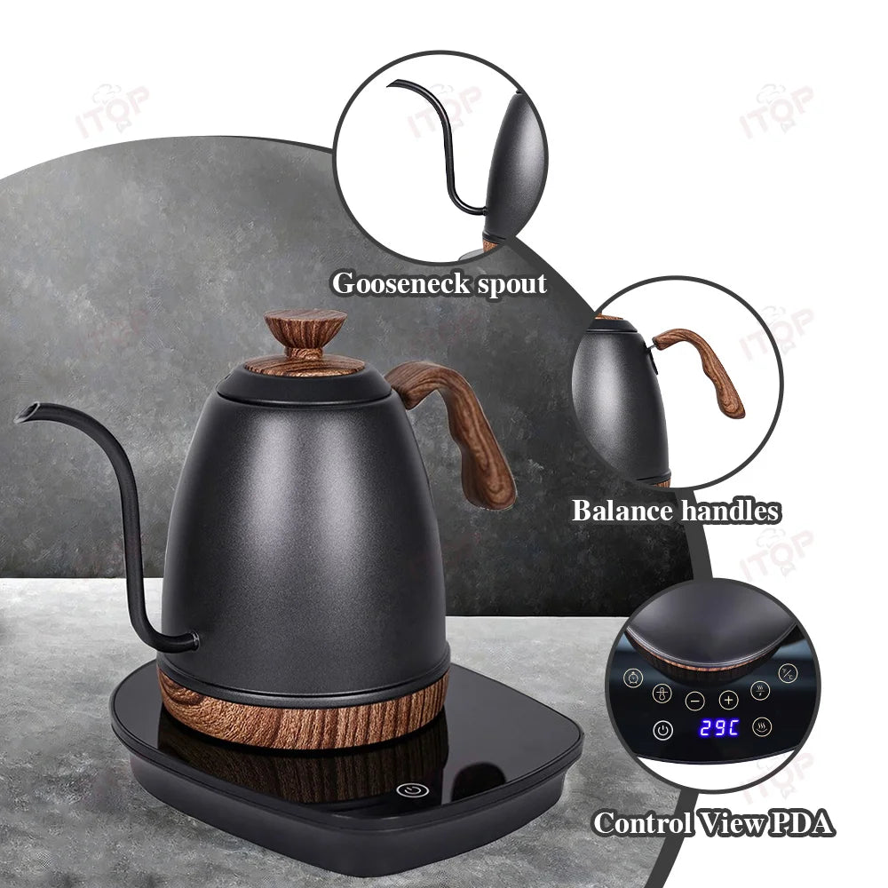 ITOP POK Artisan Electric Gooseneck Kettle to-the-degree Temperature Control Heating Kettle Electric Pour-Over Kettle - Stereotech