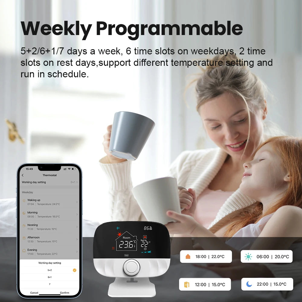 AVATTO Wifi Smart Thermostat,Tuya RF Wireless Temperature Controller for Gas Boiler Water Heating,Works with Alexa Google Home - Stereotech
