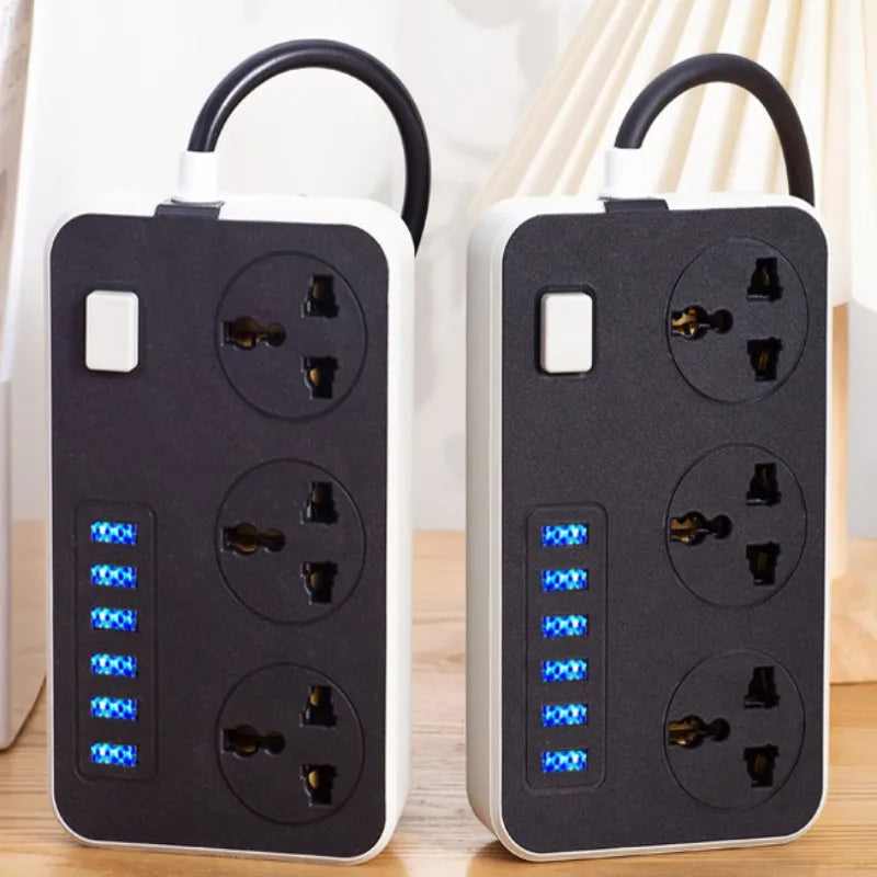 Power Multi Tap Universal Plug EU US UK Outlet Power Strip with 2 m Extension Cord AC Type C USB Port Charge Electrical Socket