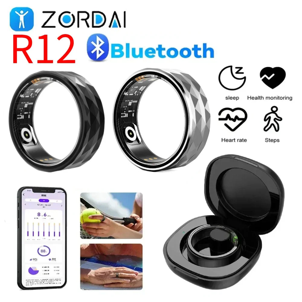 Zordai R12 Smart Ring New Men For XIAOMI Heart Rate Blood Oxygen Health Tracker Ring Exercise Records Calorie Multi Sports Mode