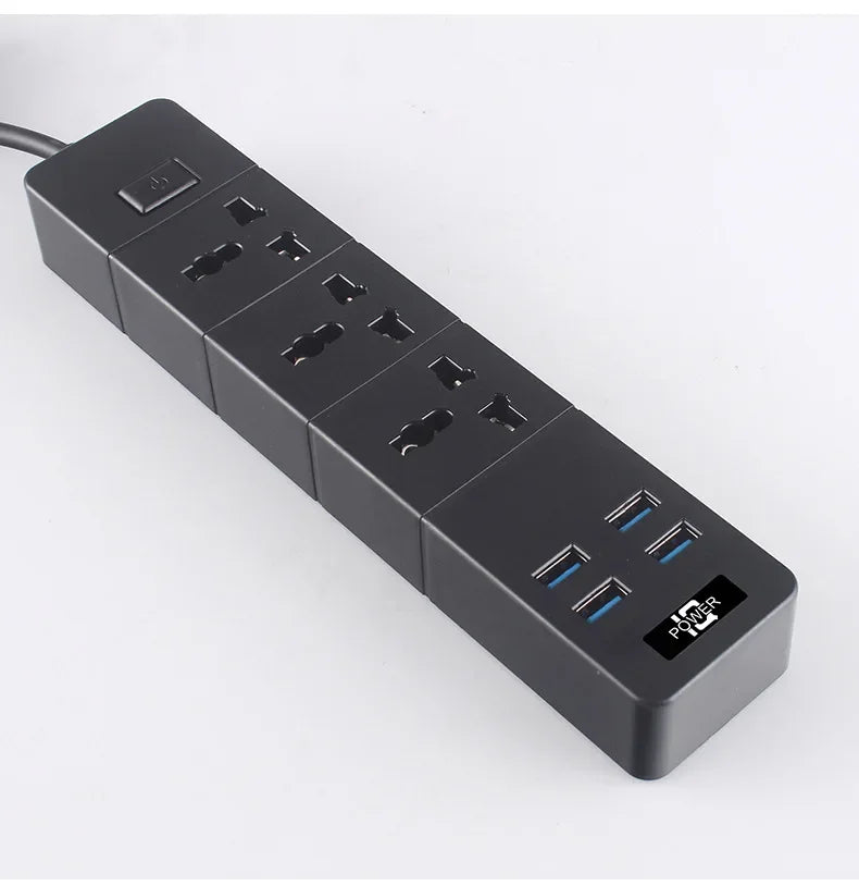 Power Strip Socket Universal Multi Plug 1 2 3 Outlest 110~250V 4 USB 5V 2.1A  2500W Black White Extension Cord Electric Sockets