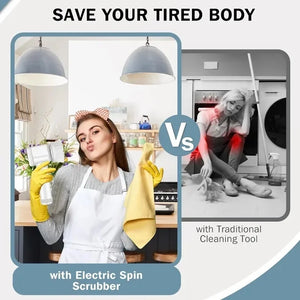 Electric Spin Scrubber Cordless Cleaning Brush IPX7 Waterproof with 5 Replaceable Brush Heads For Sink Bathroom Tub Tile Car