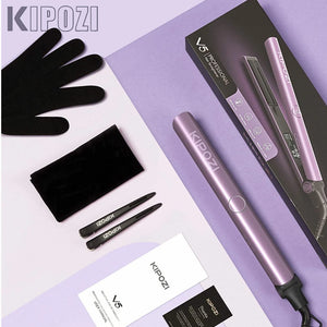 KIPOZI Flat Iron 2 In 1 Instant Heating Professional Beauty Tool Adjustable Temperature Hair Striaghtener with Digital Display