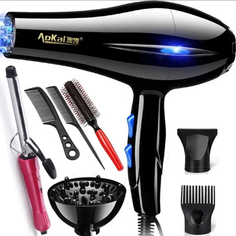 220V Hair Dryer Professional 2200W Gear Strong Power Blow Hair Dryer Brush For Hairdressing Barber Salon Tools Hair Dryer Fan - Stereotech