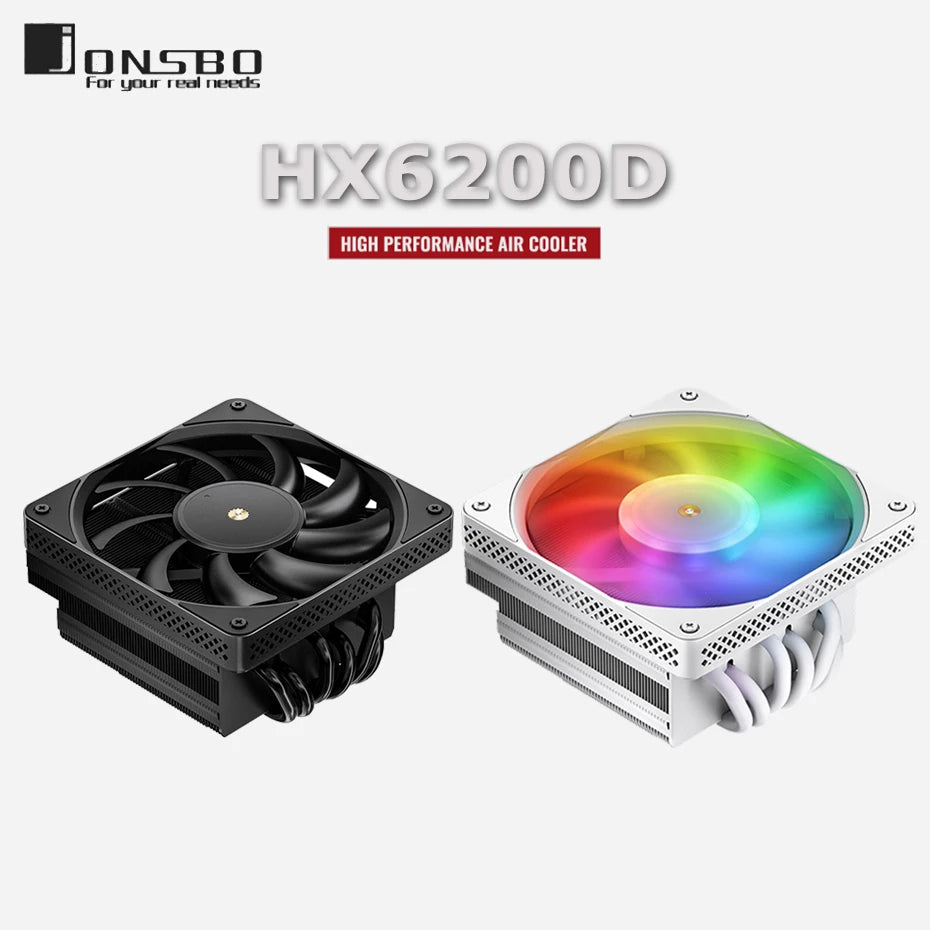 JONSBO HX6200D White/Black CPU Cooler Downward Pressure 6 Heat Pipe ARGB Air-Cooled Radiator For LGA1700 115X 1200 AM4