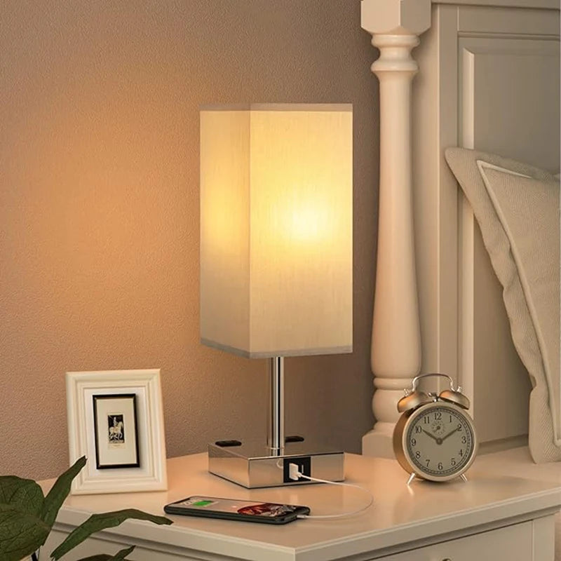 Bedside Lamp Touch Control Table Lamp with USB C+A Port Dimmable Small Light for Bedroom Living Room Bulb Included Home Decor