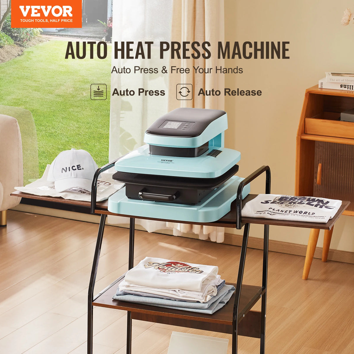 VEVOR Auto Heat Press Machine 15x15in with Auto Release Heats Up Fast and Evenly Sublimation Heat Press for T Shirts Sublimation - Stereotech