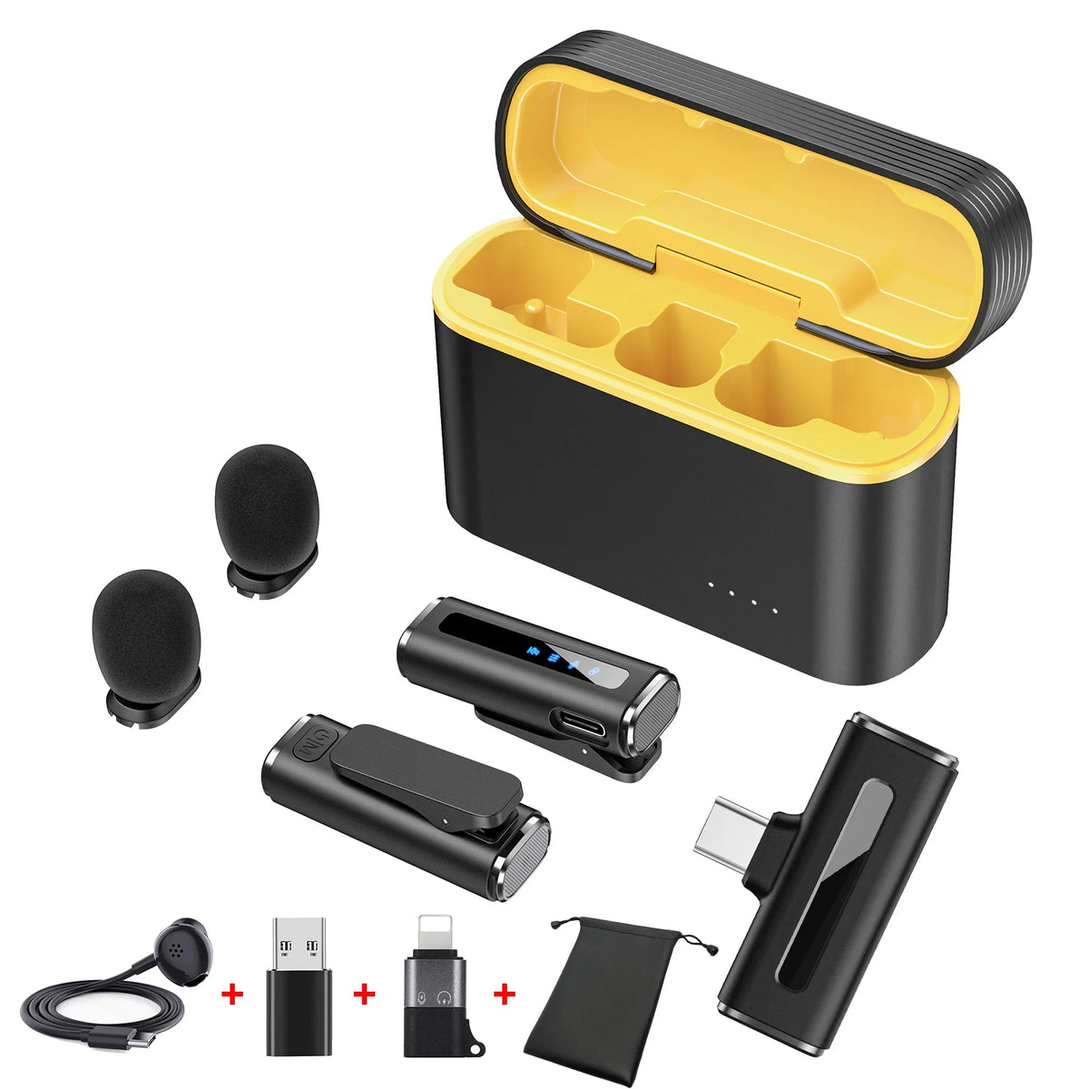 Lavalier Wireless Microphone for Phone Professional Microphone with Charging Box Noise Reduction for Android IOS Recording Live