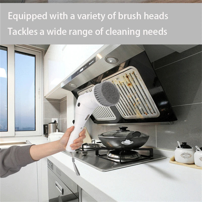 Electric Cleaning Brush 8-In-1 Display 3 Speed Rotatable with Light Kitchen Bathroom Floor Wireless Cleaning Brush